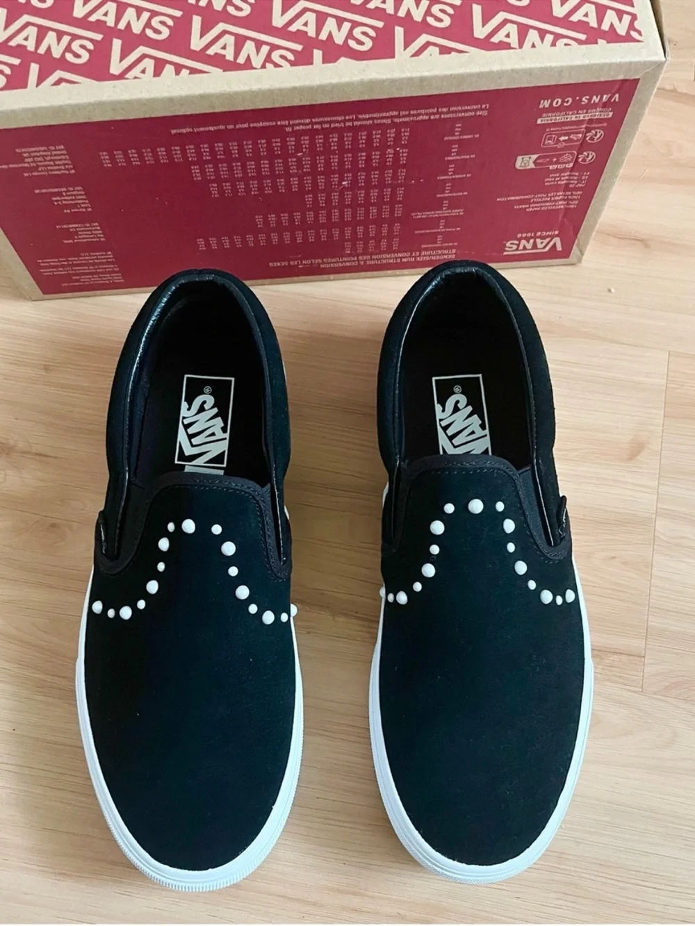Vans Classic Slip-On Suede Pearl Black Shoes Women 9.0US
